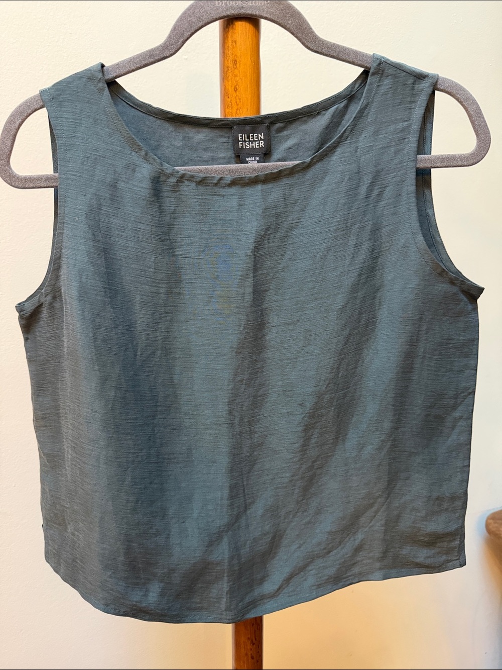 Eileen Fisher Slate Blue Sleeveless Linen Silk Boxy Tank S